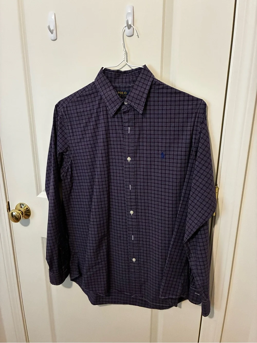 Polo by Ralph Lauren Men's Maroon and Navy Check Button-Down Shirt